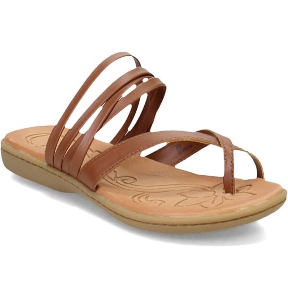 BOC Womens Brown Lightweight Alisha Round Toe Wedge Slip On Sandals Shoes Sz 8M